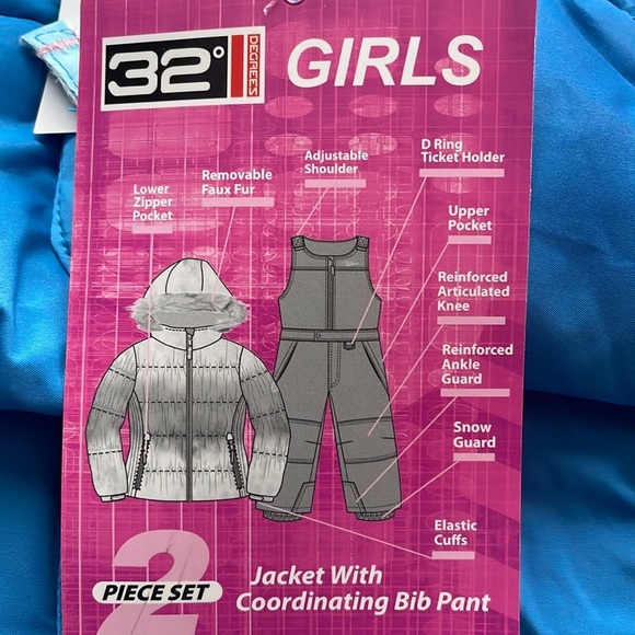 32 Degrees - 2 Piece Set girls’ Snowsuit / Winter Jacket & Snow pants - Picture 5 of 6